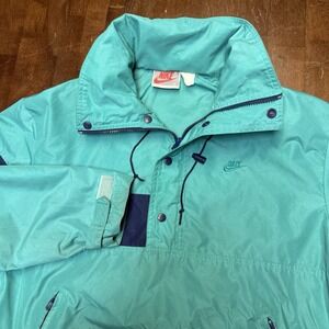 Vtg‎ 80's Nike Air Swoosh 1/4 Zip Windbreaker Warmup Pullover Jacket Coat Mens